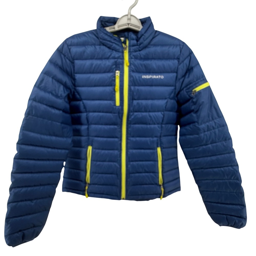 INSPIRATO Womens‎ Blue Lightweight Down Puffer Jacket Full Zip Size Medium